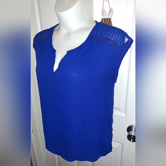 STYLUS Royal Blue Sleeveless Blouse Sz L - Picture 3 of 8